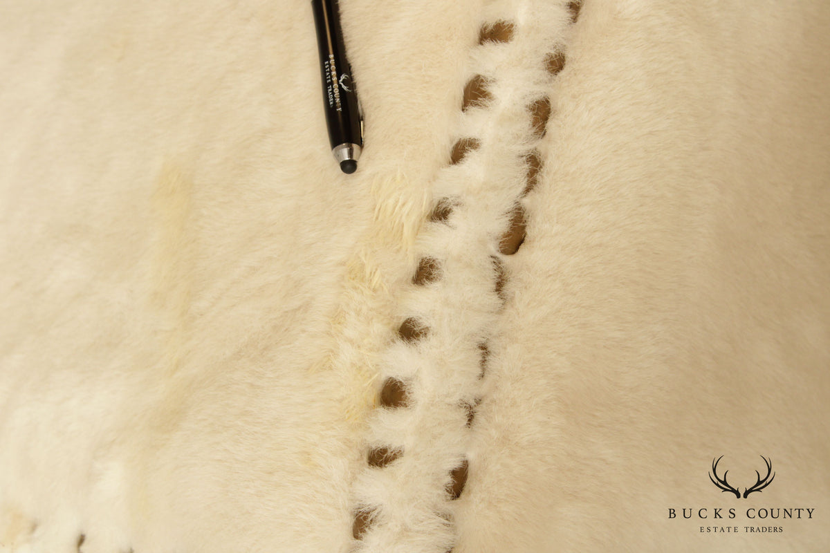 Quality White Faux Fur Large Square Cocktail Ottoman