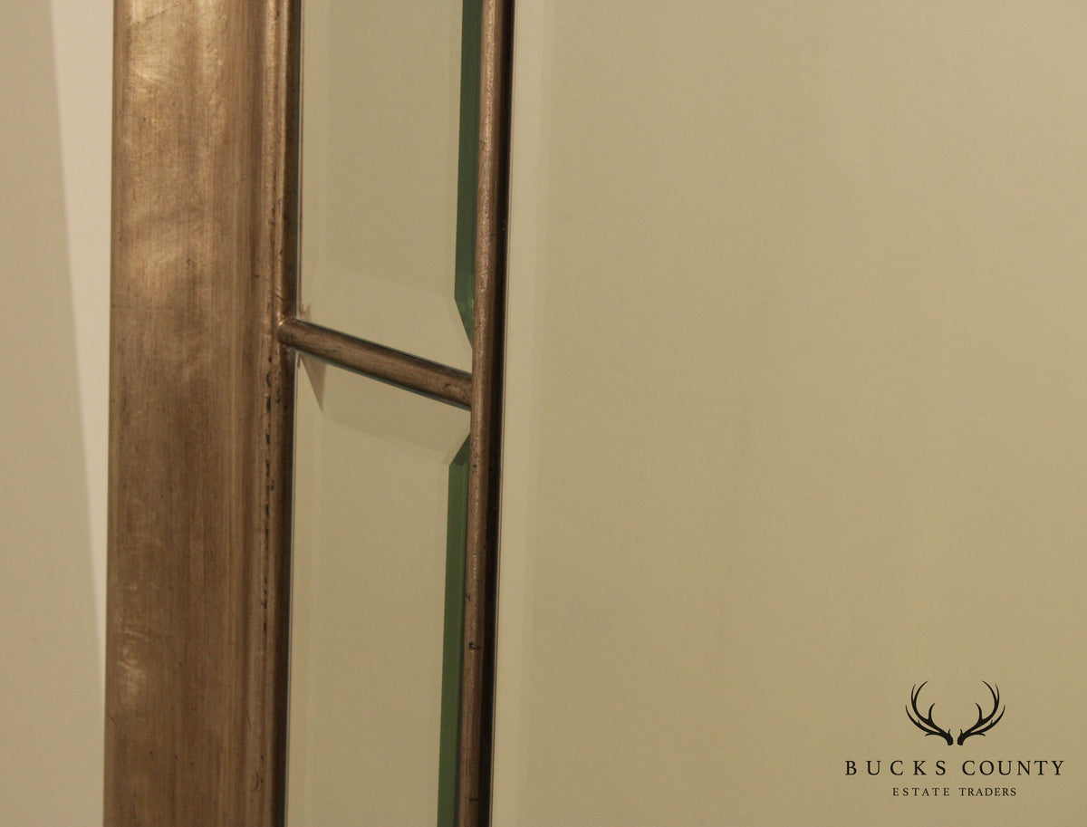 Large Silver Finished Arched Beveled Mirror