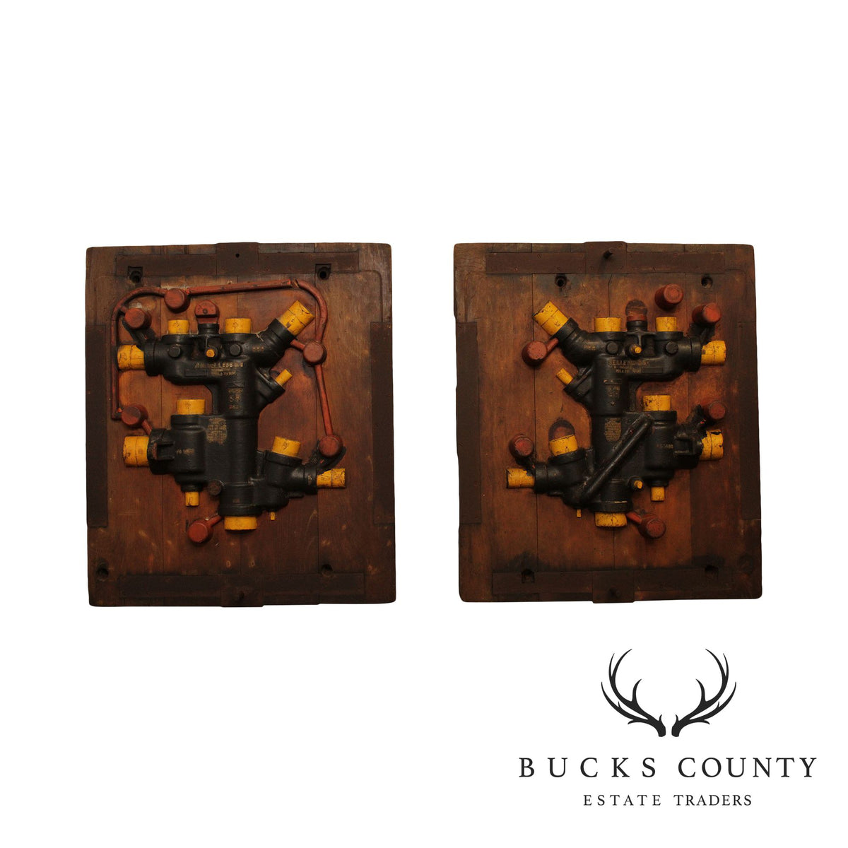 Pair of Vintage Industrial Assemblage Art