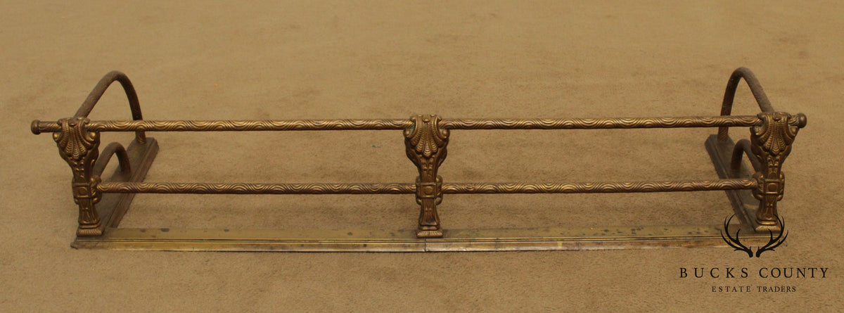 Antique French Louis XV Style Brass Fireplace Fender