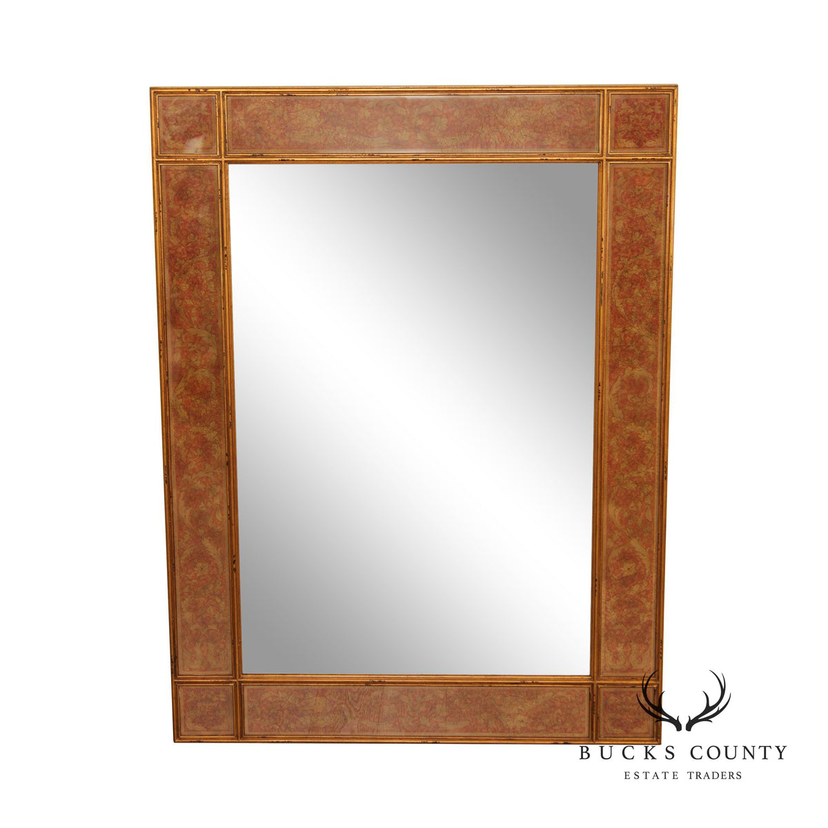 Theodore Alexander Regency Style Eglomise Decorated Full-Length Mirror