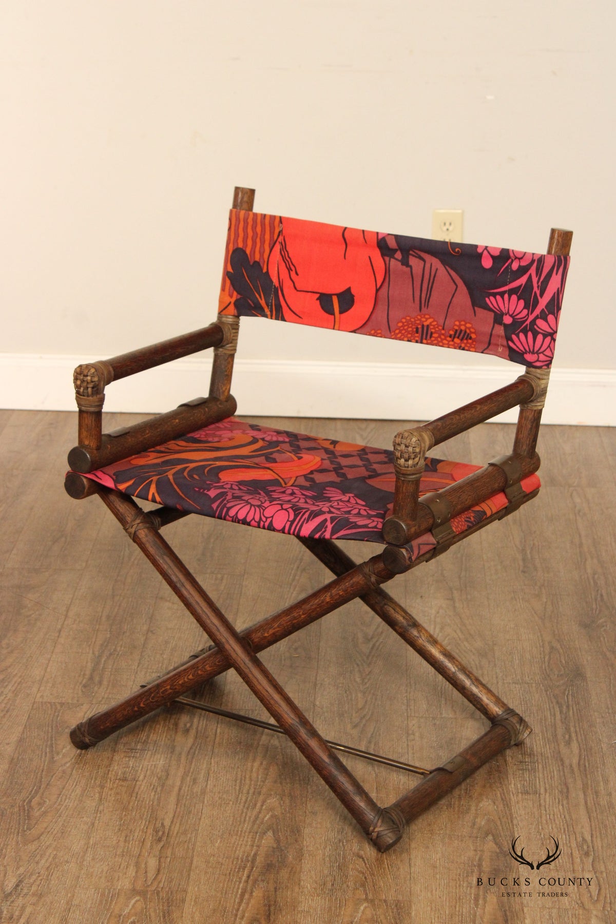 McGuire Furniture Campaign Style Pair of Oak Frame Directors' Chairs