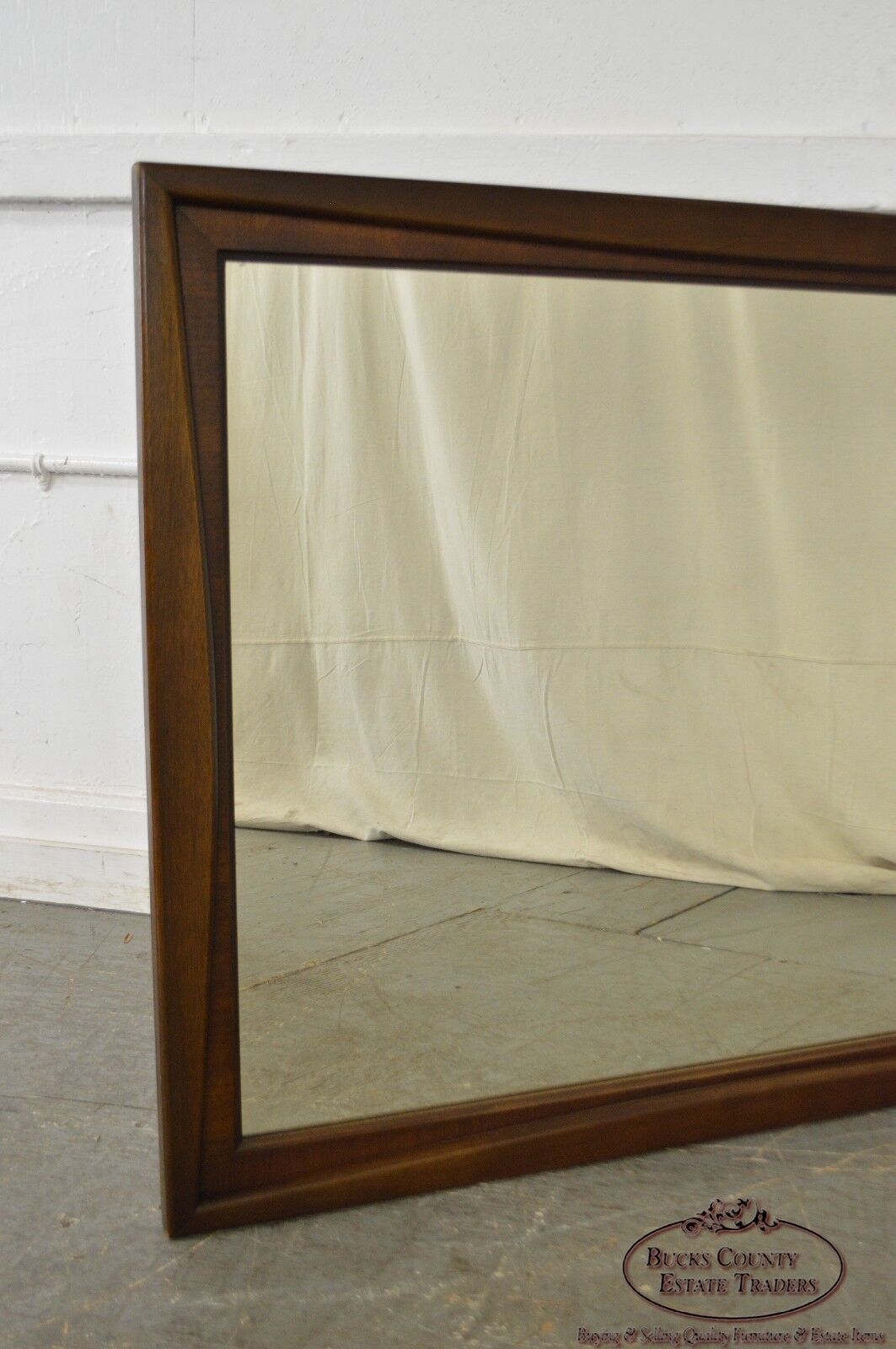 Mid Century Modern Walnut Frame Rectangular Wall Mirror