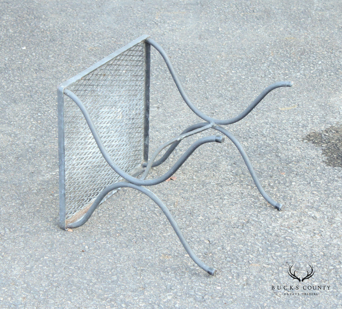 Mid Century Modern Vintage Pair of X Base Iron Patio Side Tables