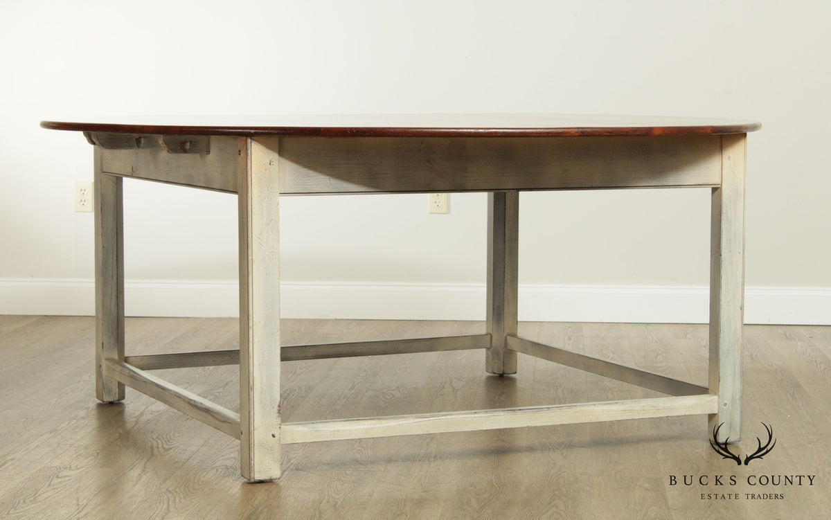 Custom Crafted 70" Round Walnut Top Farmhouse Style Table