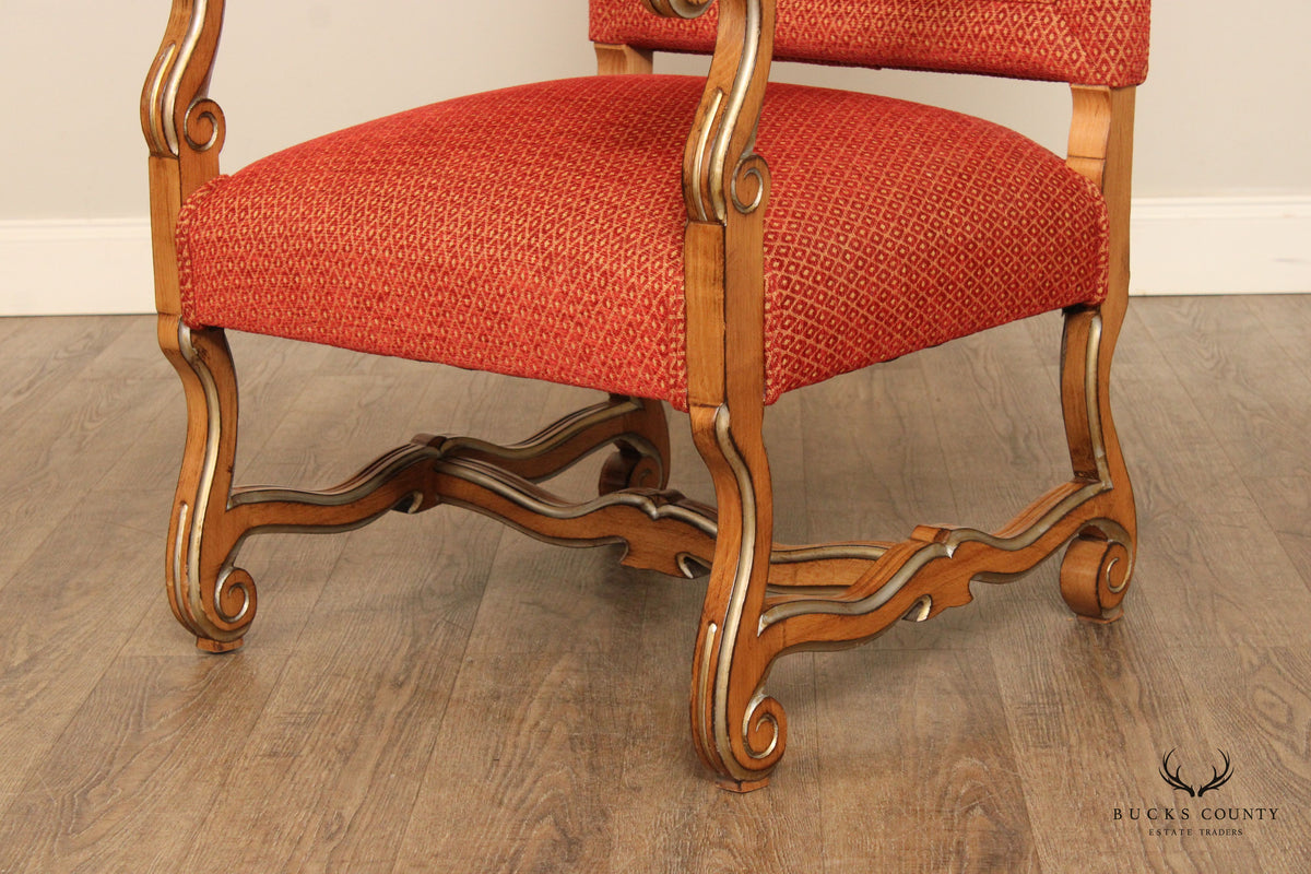 French Louis XIII Os De Mouton Style Pair of Custom Upholstered Armchairs
