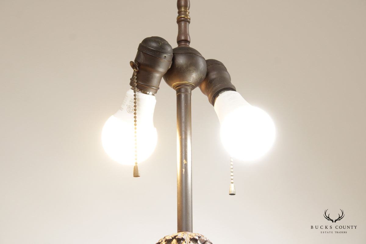 Antique French Art Nouveau Patinated Metal Table Lamp