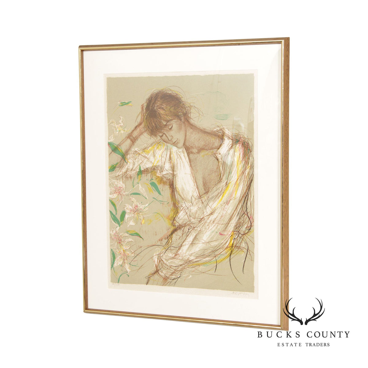 Jacques Pecnard 'Claudine' Lithograph, Custom Framed