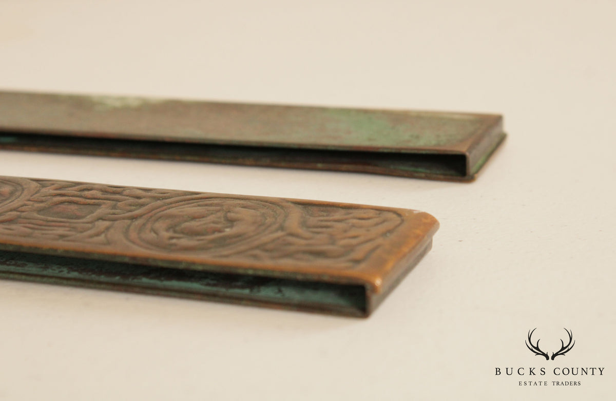 Tiffany Studios Bronze Zodiac Blotter Ends