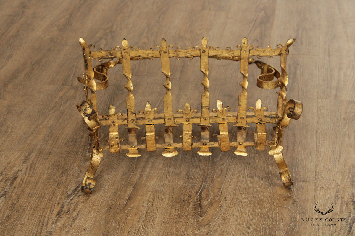 Mid Century Italian Gilt Metal Magazine Holder