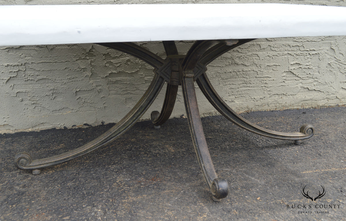 Quality Cast Aluminum & Faux Stone Top Patio Coffee or Cocktail Table