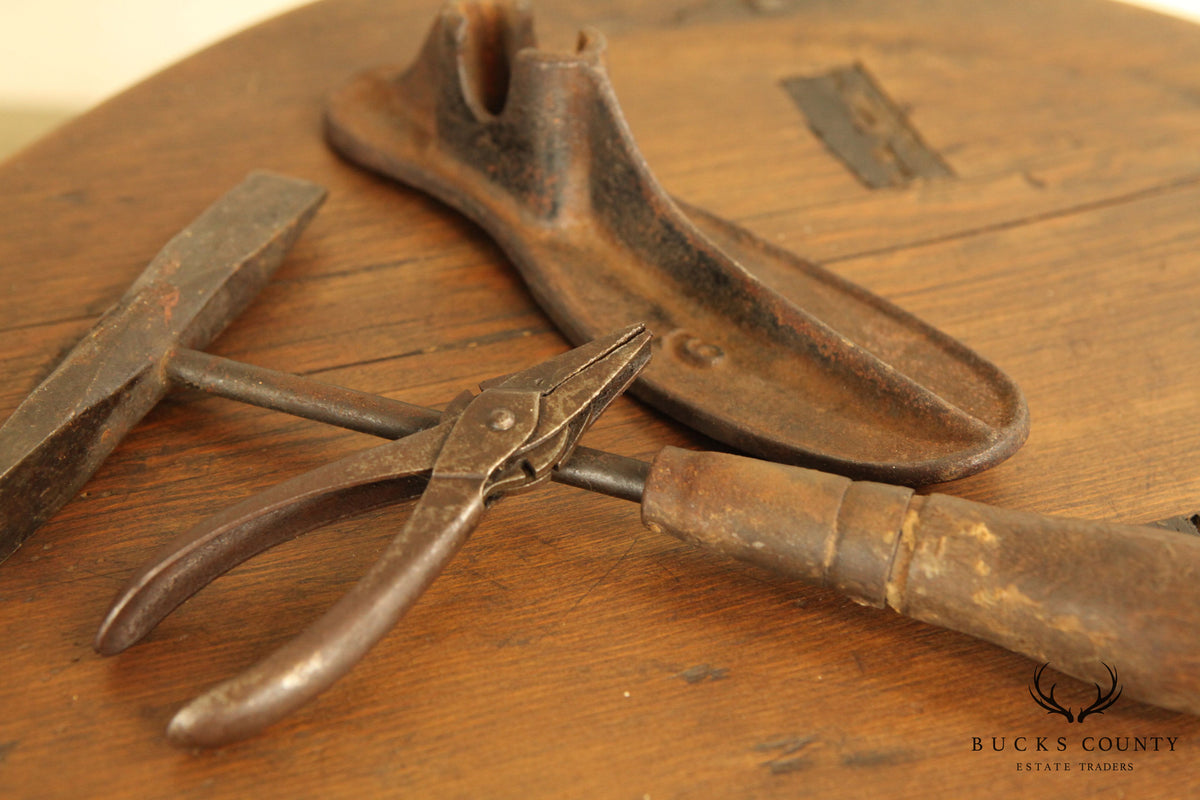 Antique American Cobblers Bench with Tools