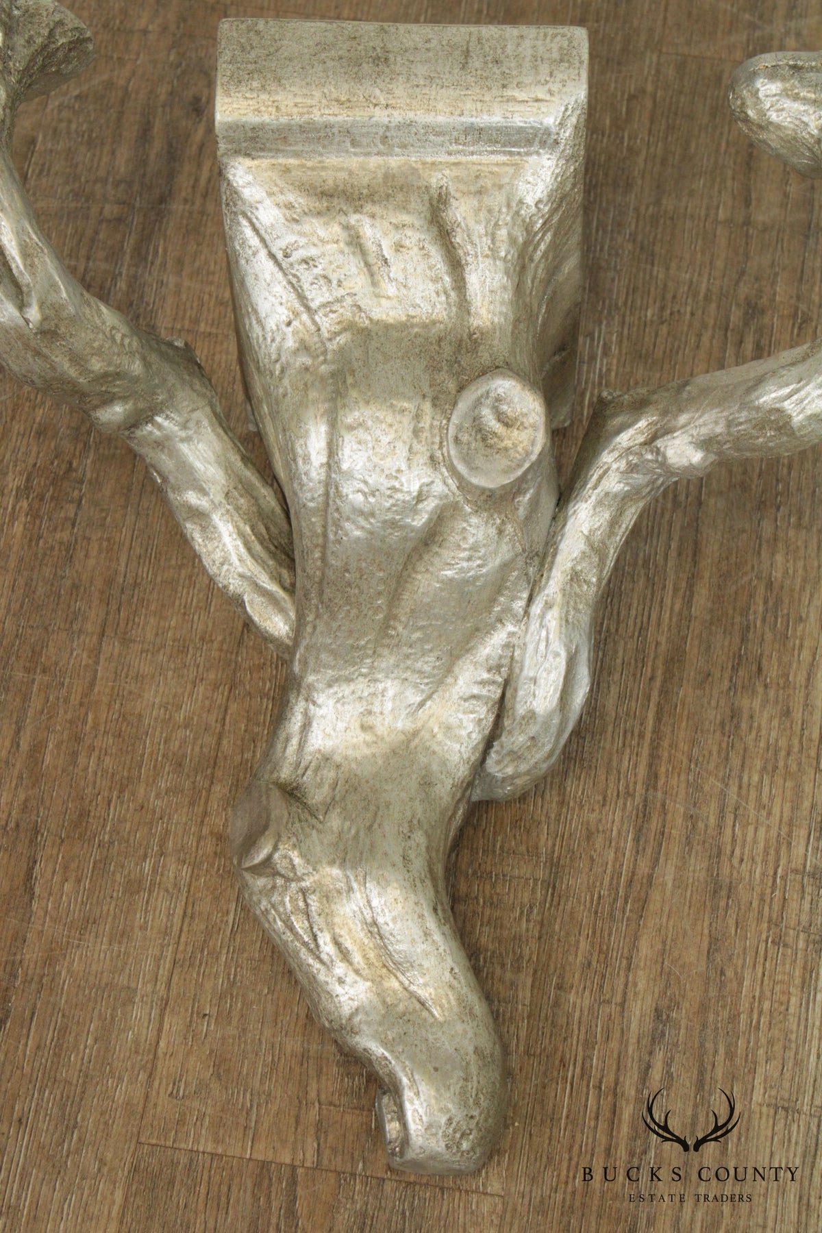 Faux Bois Fine Quality Vintage Silver Gilt Wood Pair Wall Brackets