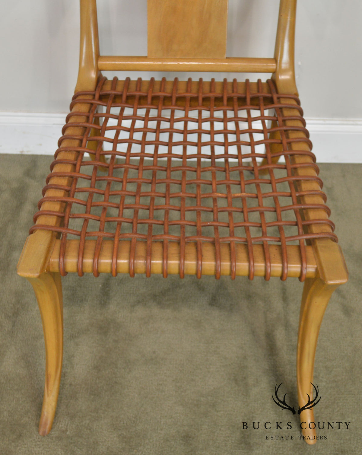 T. H. Robsjohn Gibbings Saridis of Athens Walnut & Leather Klismos Chair