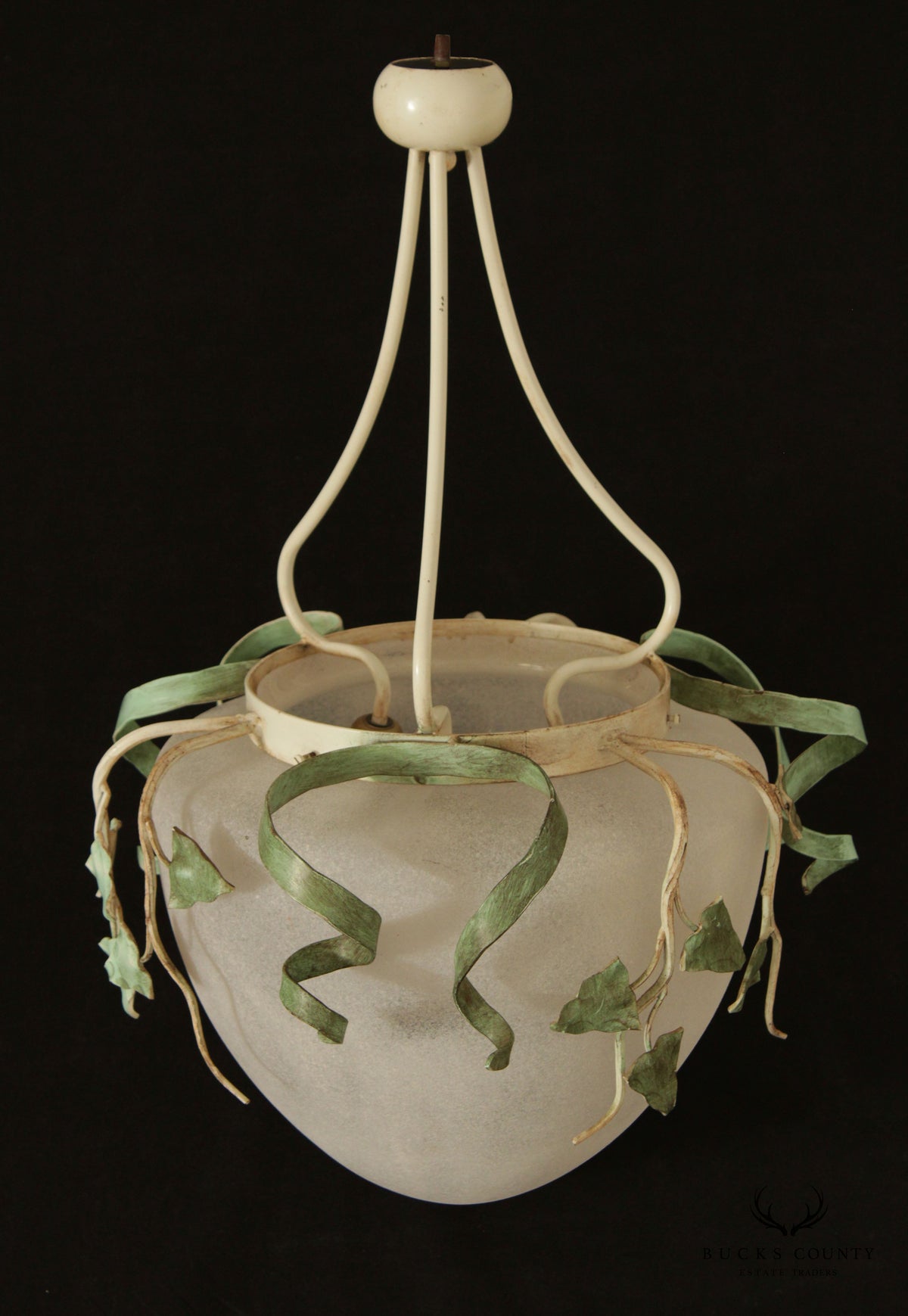 Tuscan Style Frosted Glass Tole Ware Chandelier