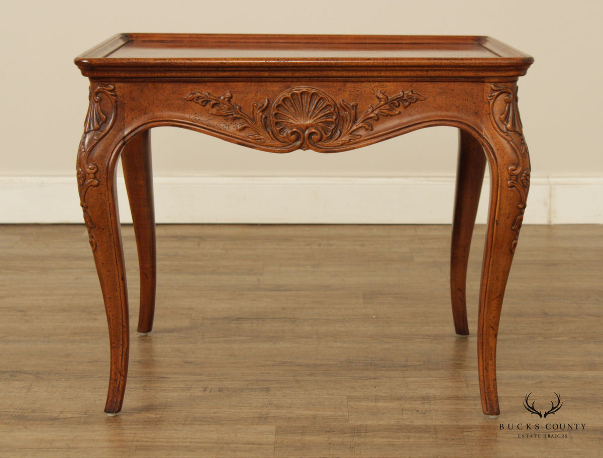 Henredon French Provincial Style Carved Walnut Side Table