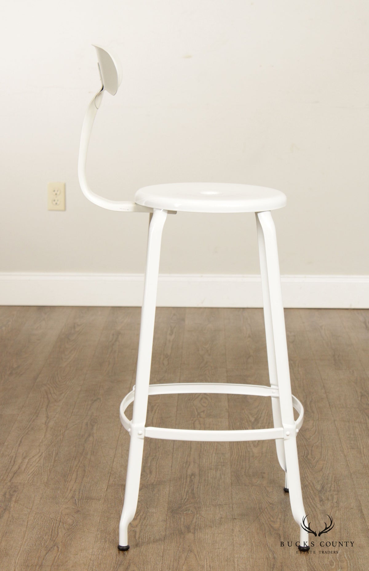Nicolle Enameled Steel Outdoor Patio Backrest Bar Stool