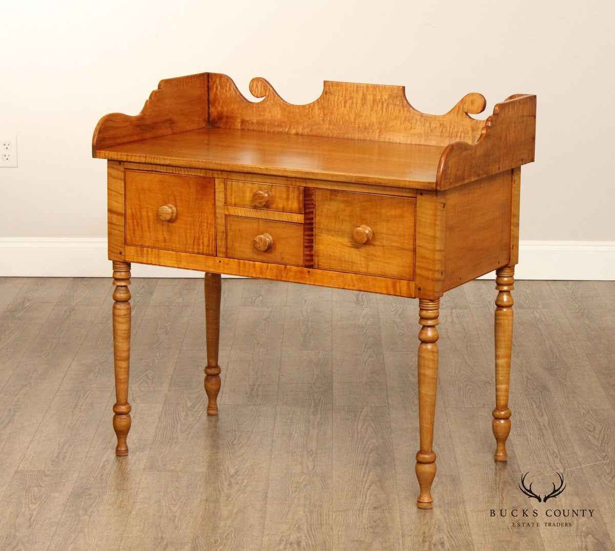 J. Courtney Custom Crafted Tiger Maple Sheraton Style Server