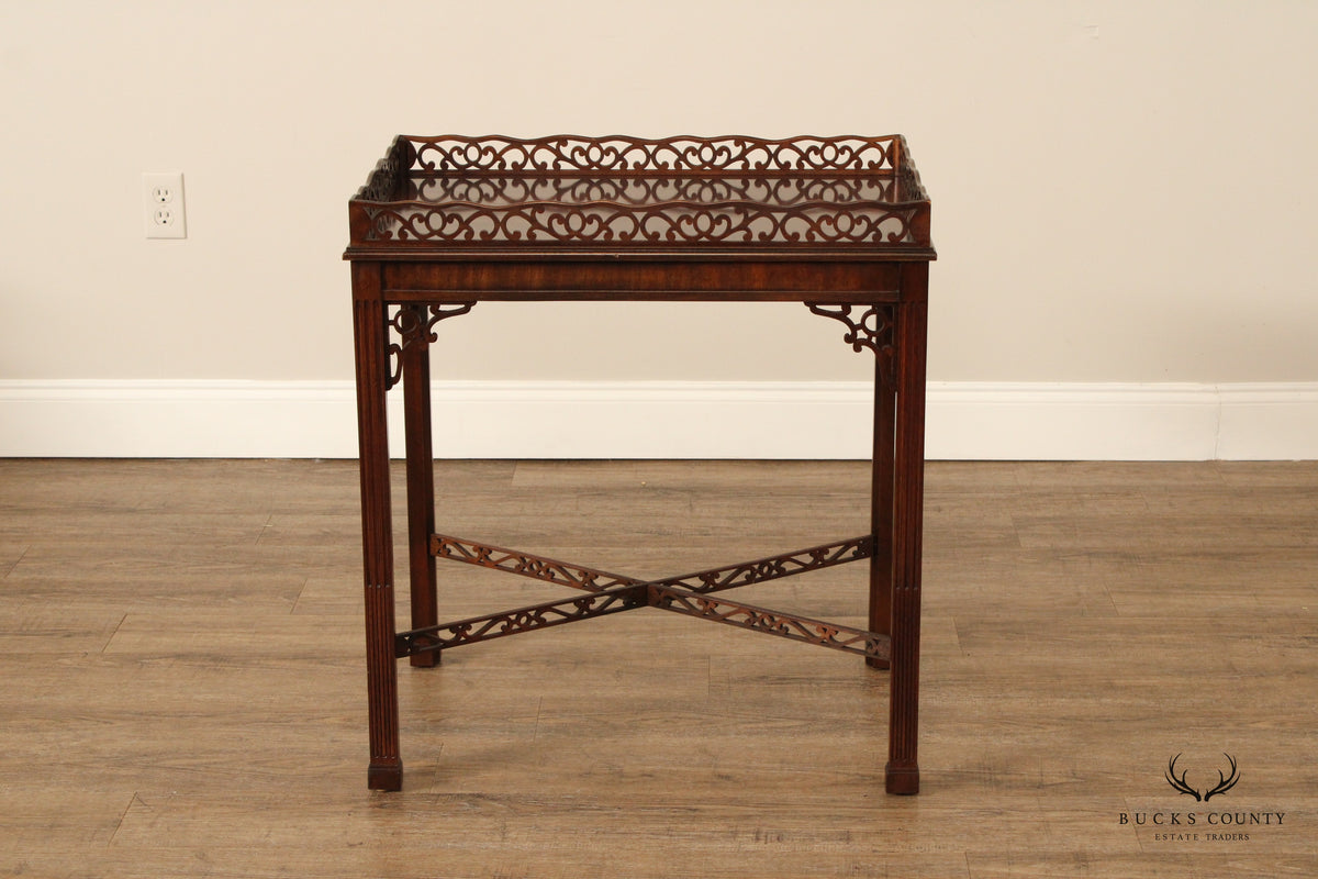 Chinese Chippendale Style Carved Mahogany Tea Table