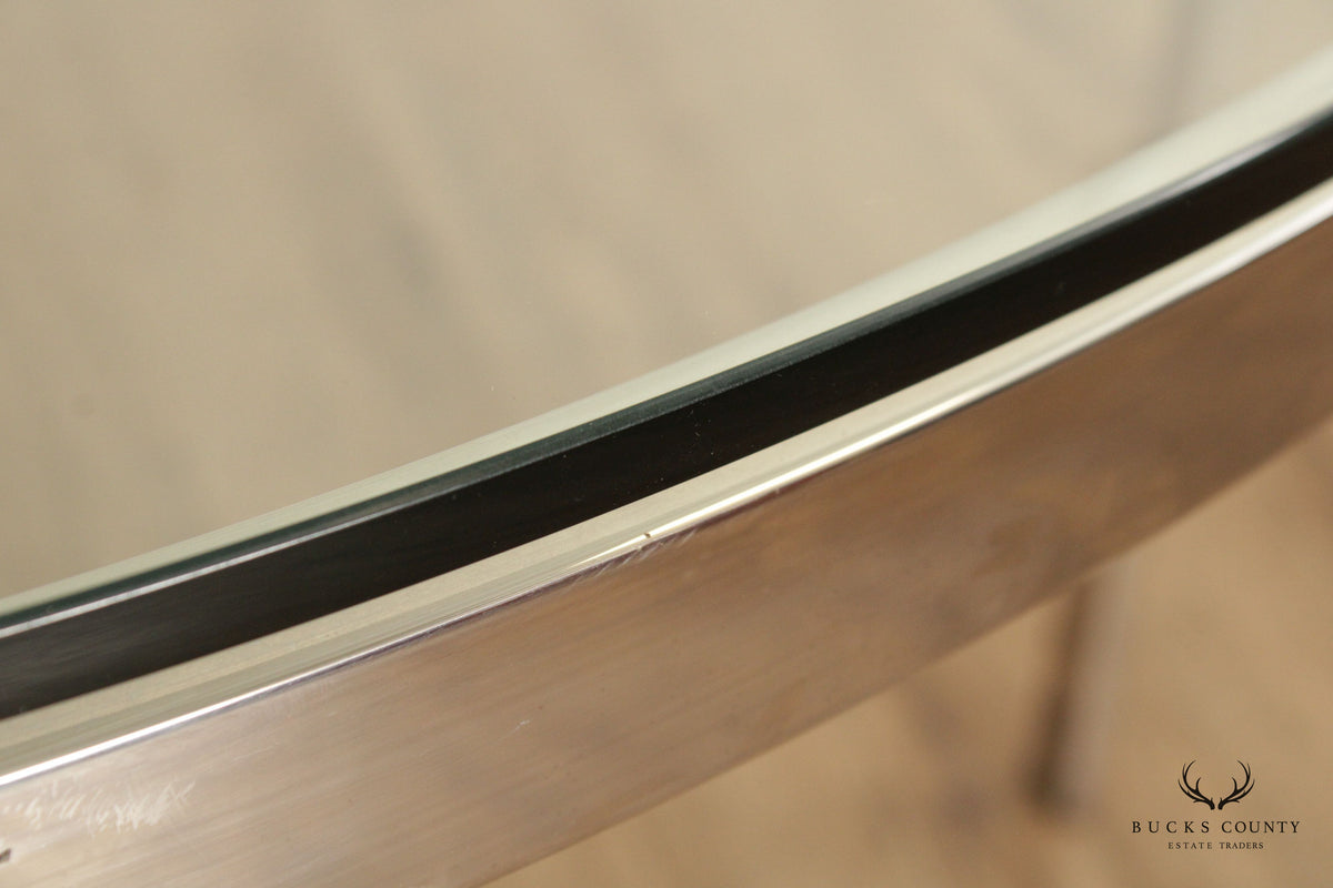 1970s Post Modern Chrome Glass Top Round Dining Table