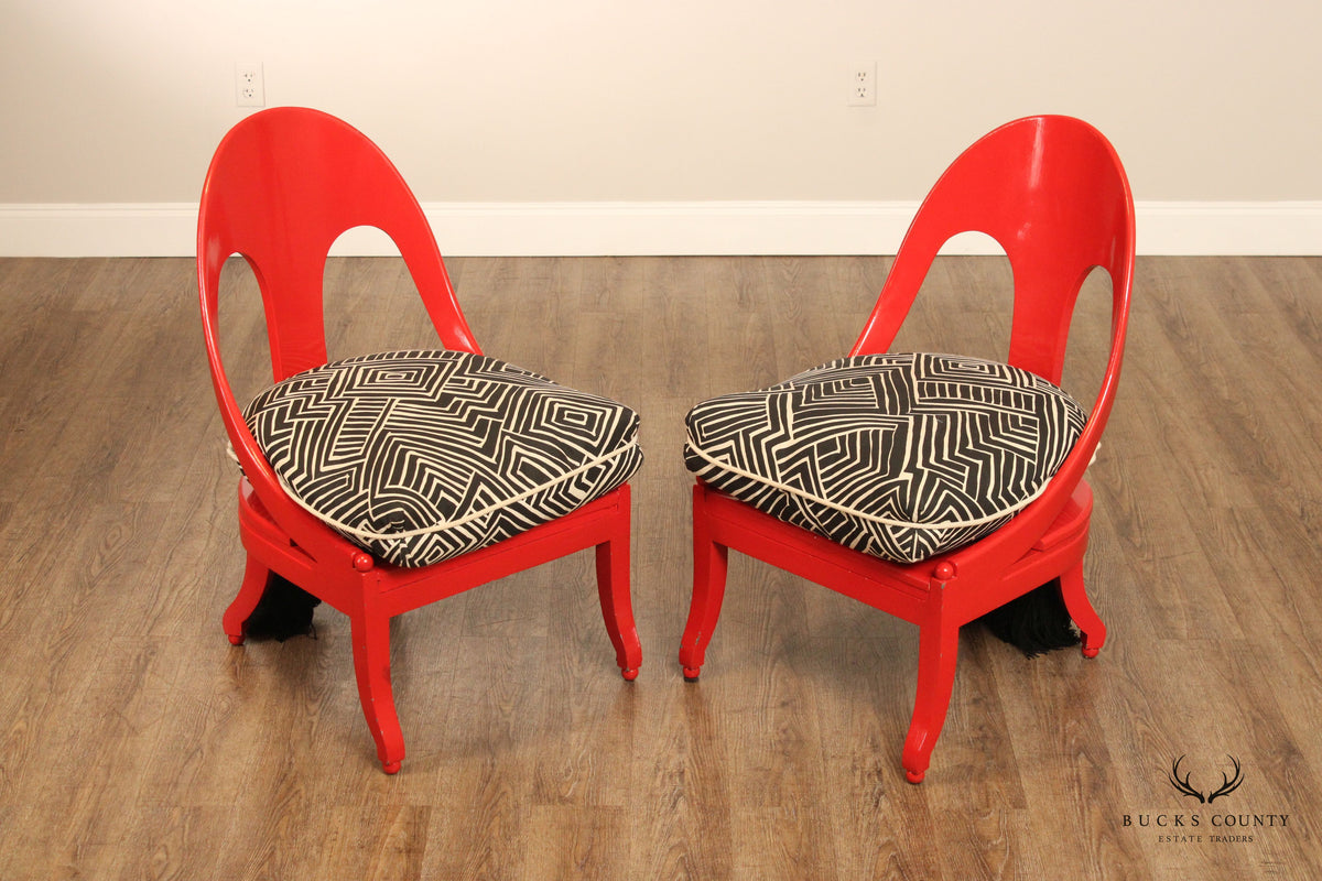 Baker Furniture Mid Century Modern Pair of Lacquered Lounge Chairs