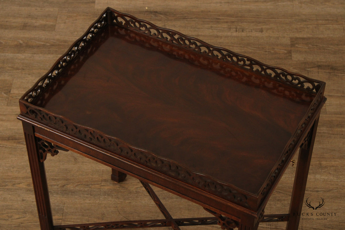 Chinese Chippendale Style Carved Mahogany Tea Table