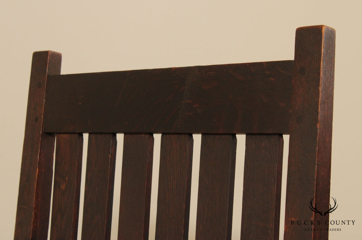 Antique Mission Oak & Leather High Back Armchair