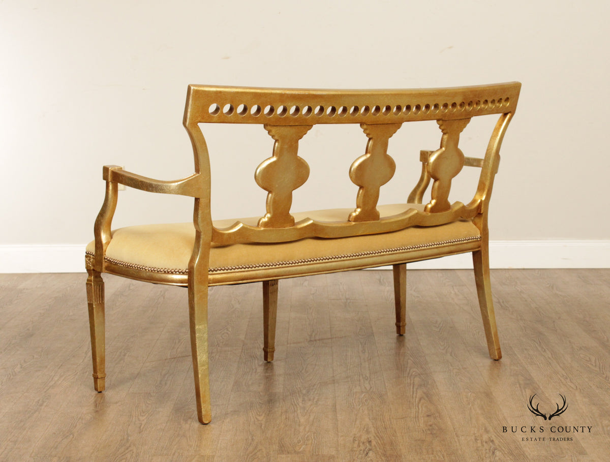 Quality Neoclassical Style Vintage Carved Giltwood Settee