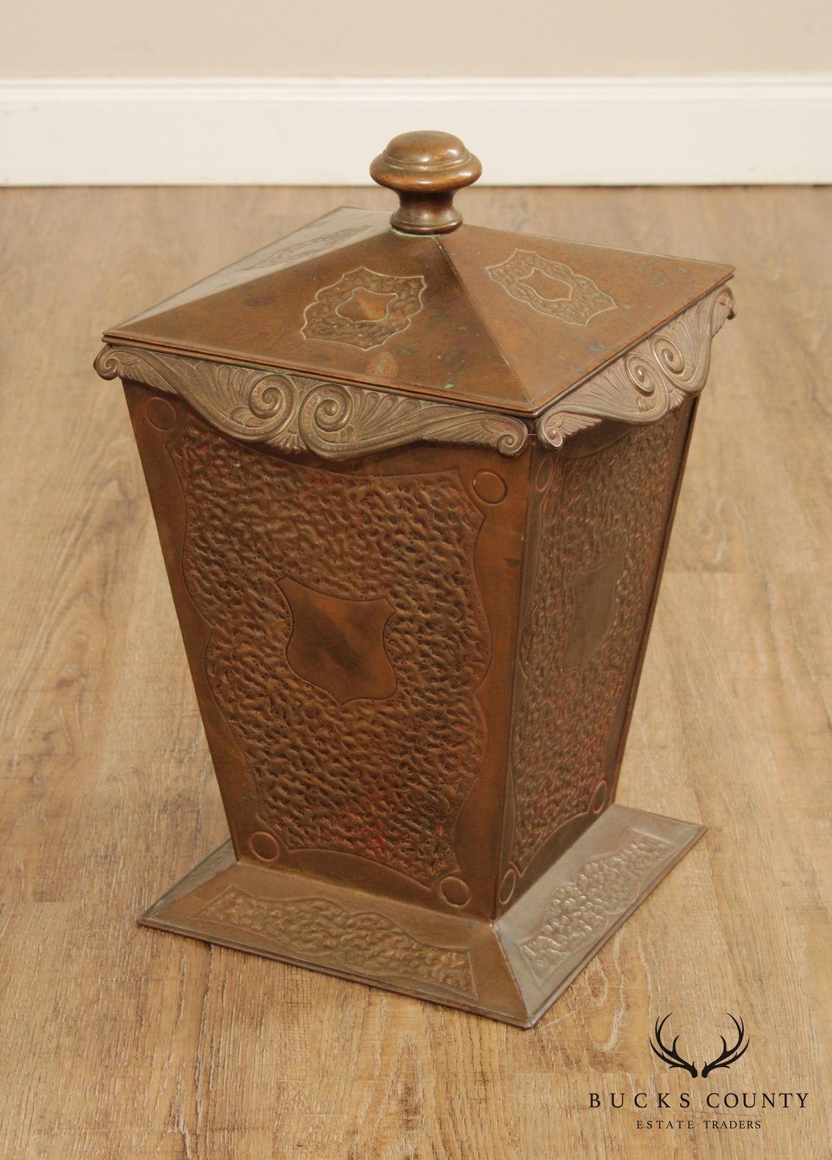 Vintage Arts and Crafts Style Copper Lidded Coal Scuttle