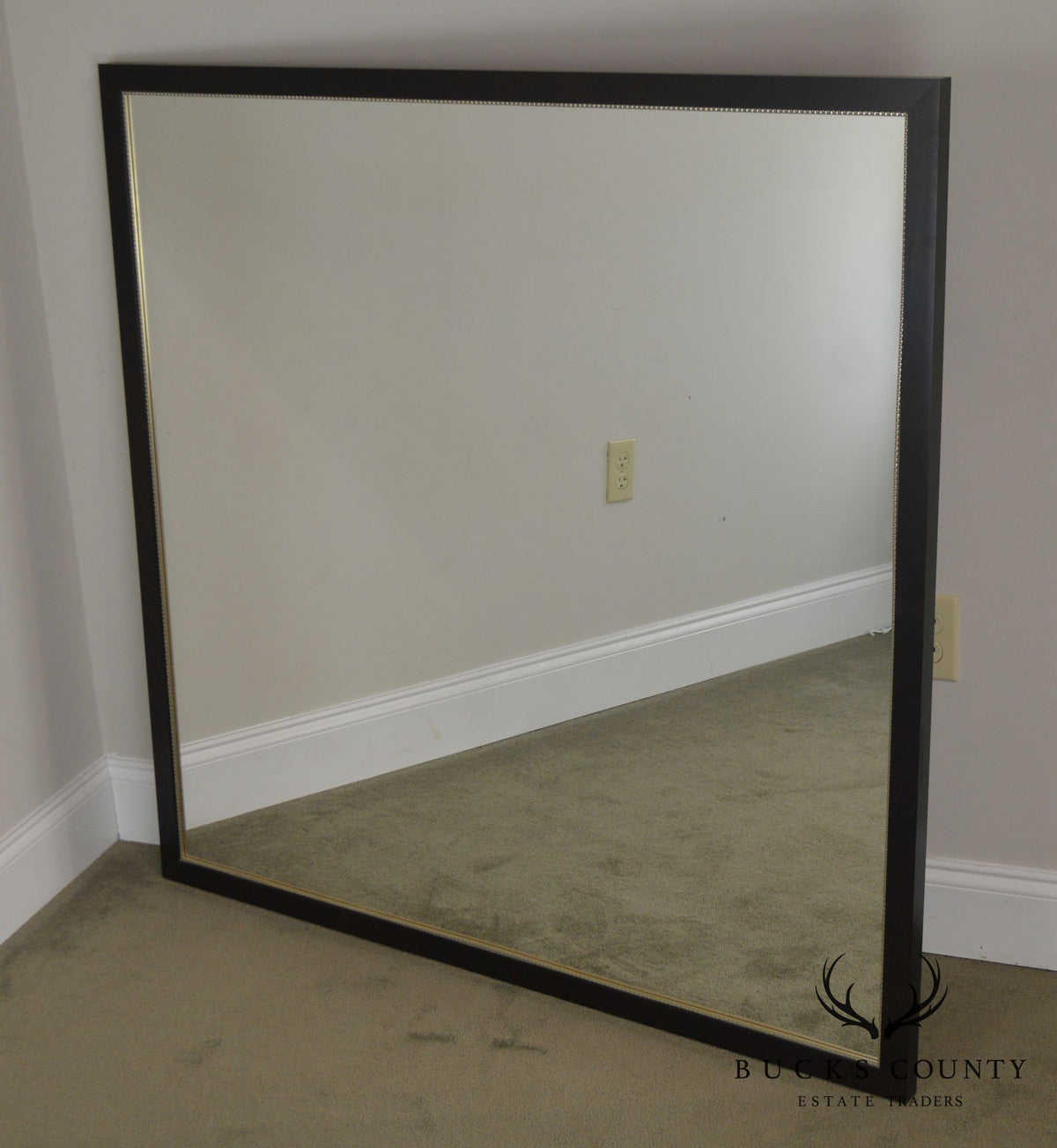 Custom Quality 46" Square Ebony Beveled Mirror