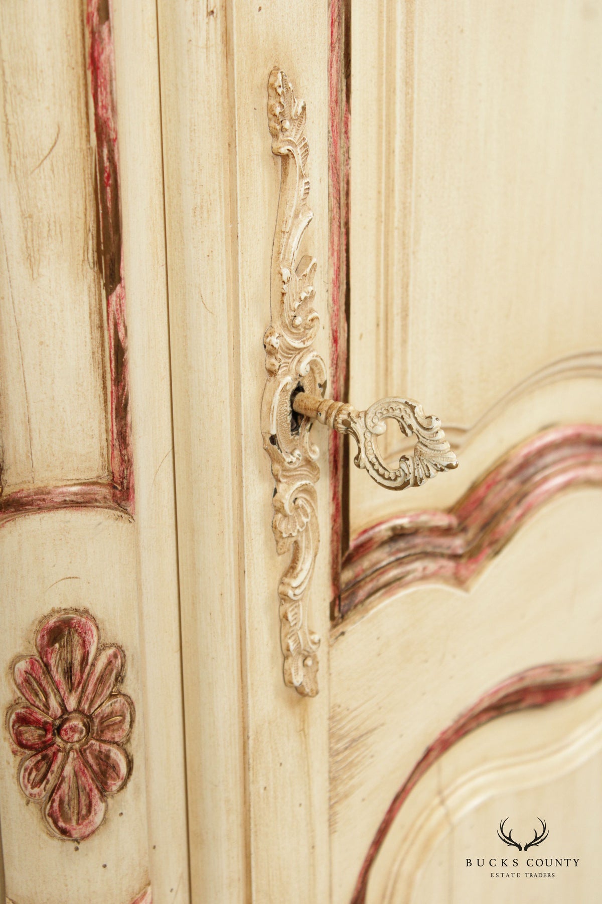 French Provincial Style Single Door Painted Pantry or Storage Cabinet