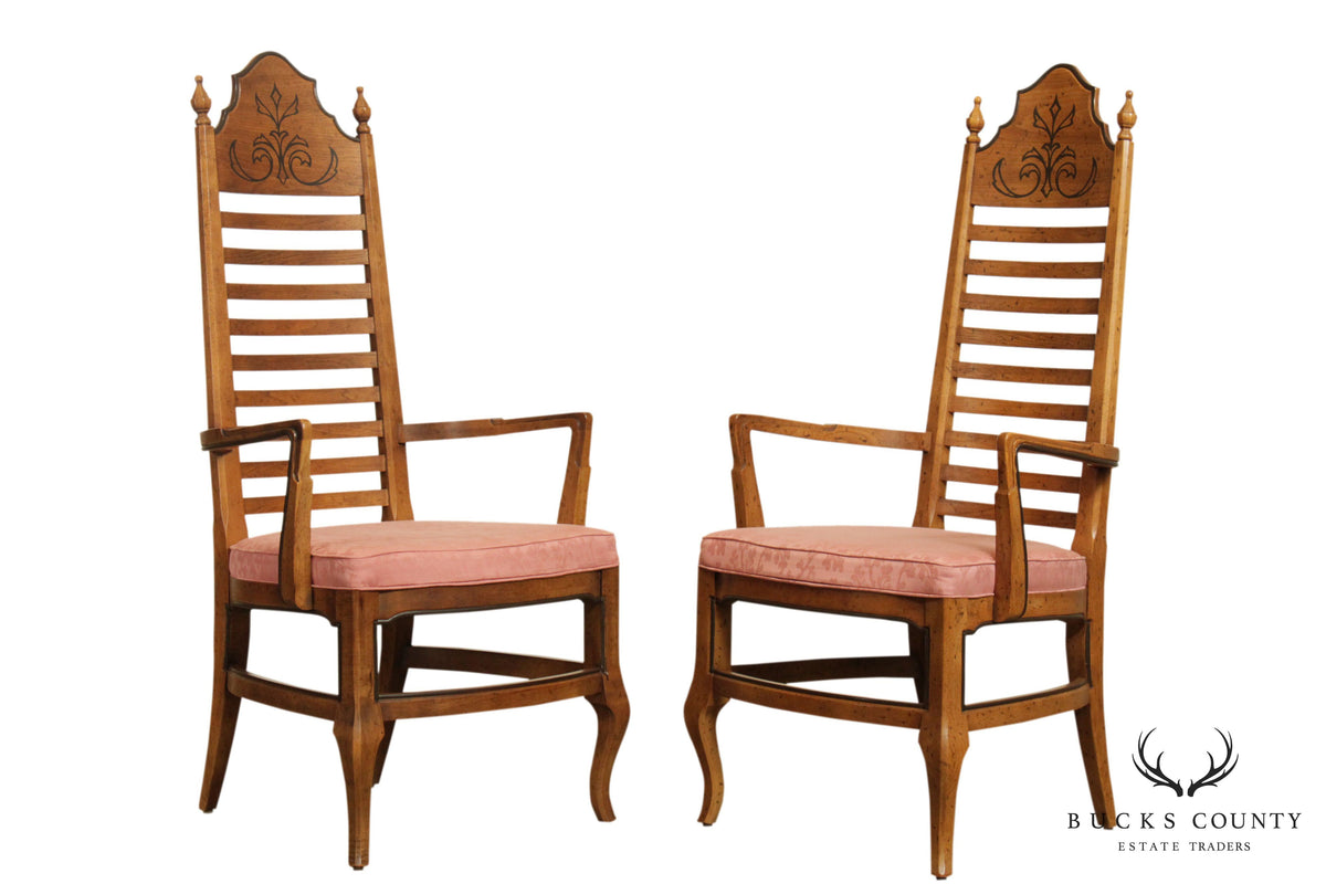 Drexel "Esperanto" Collection Vintage Pair Ladder Back Armchairs