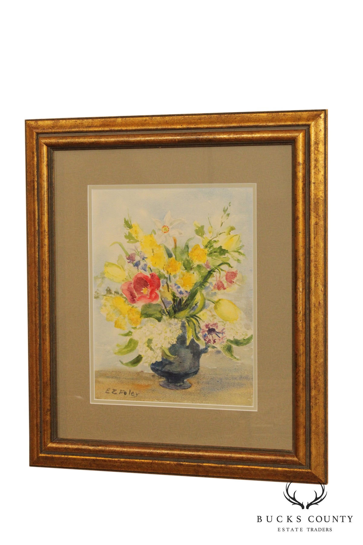 EZ Foley Original Watercolor Painting Still Life of Flowers