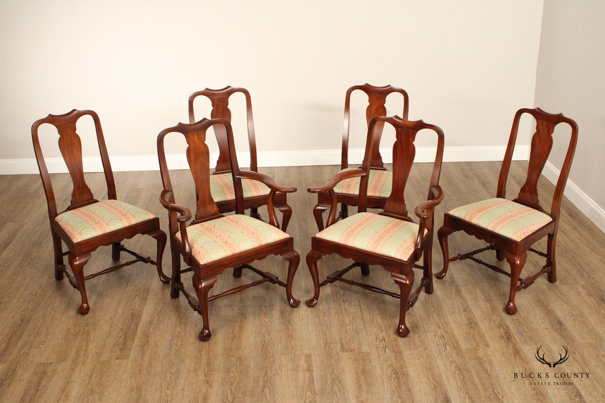 Henkel Harris Queen Anne Set of Six Mahogany Dining Chairs