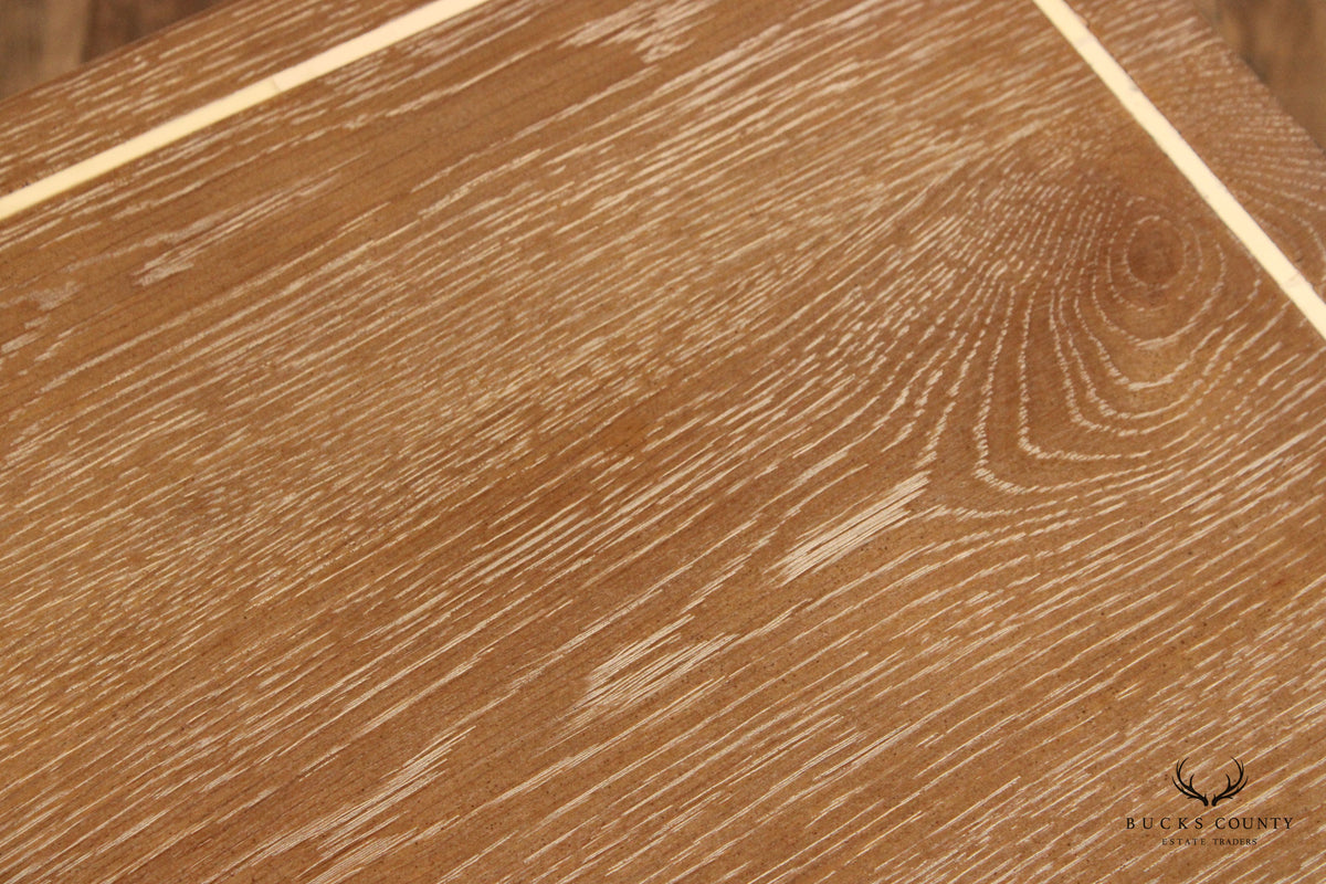 Contemporary Geometric Inlaid Oak Side Table