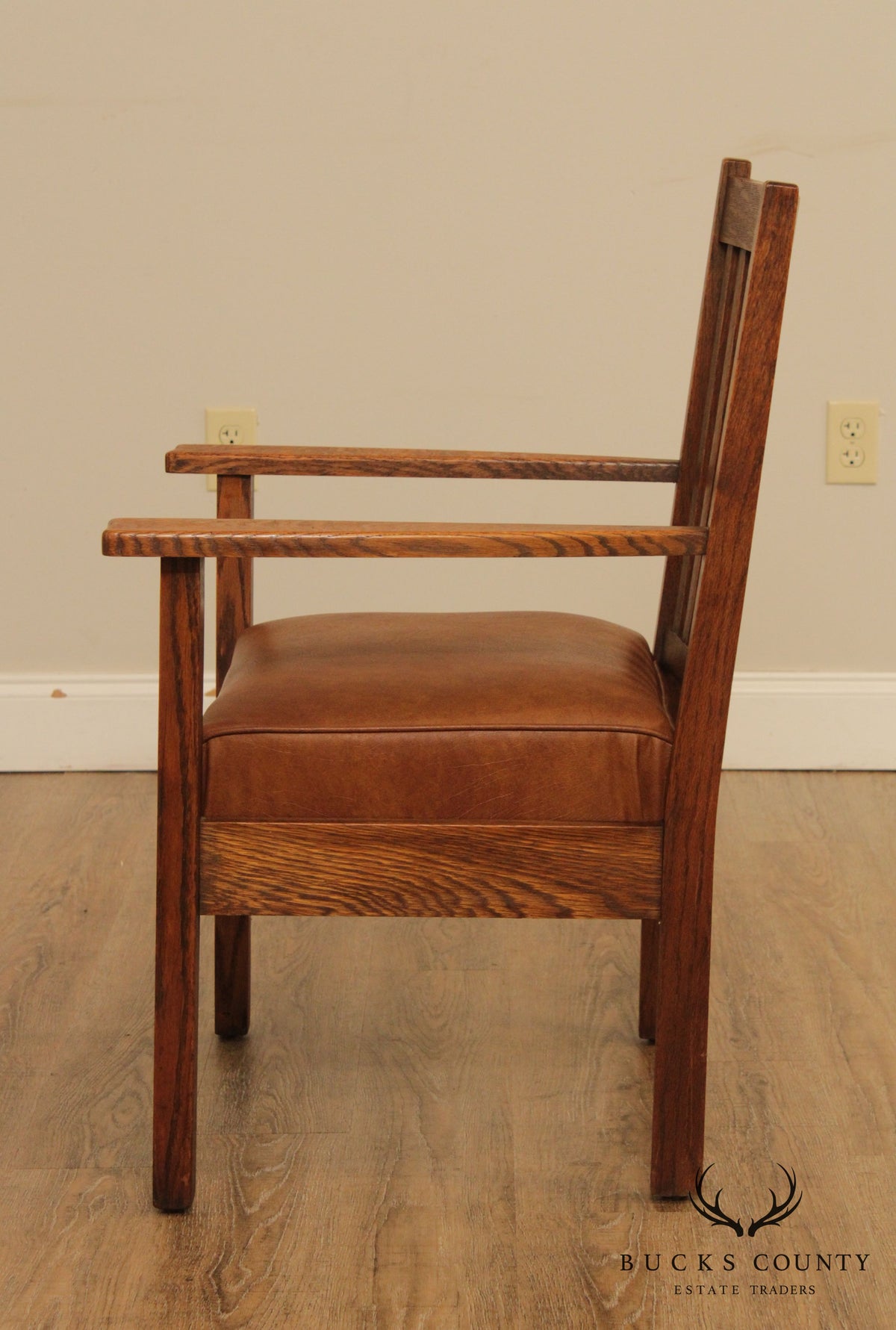Antique Mission Oak Spindle Back Armchair