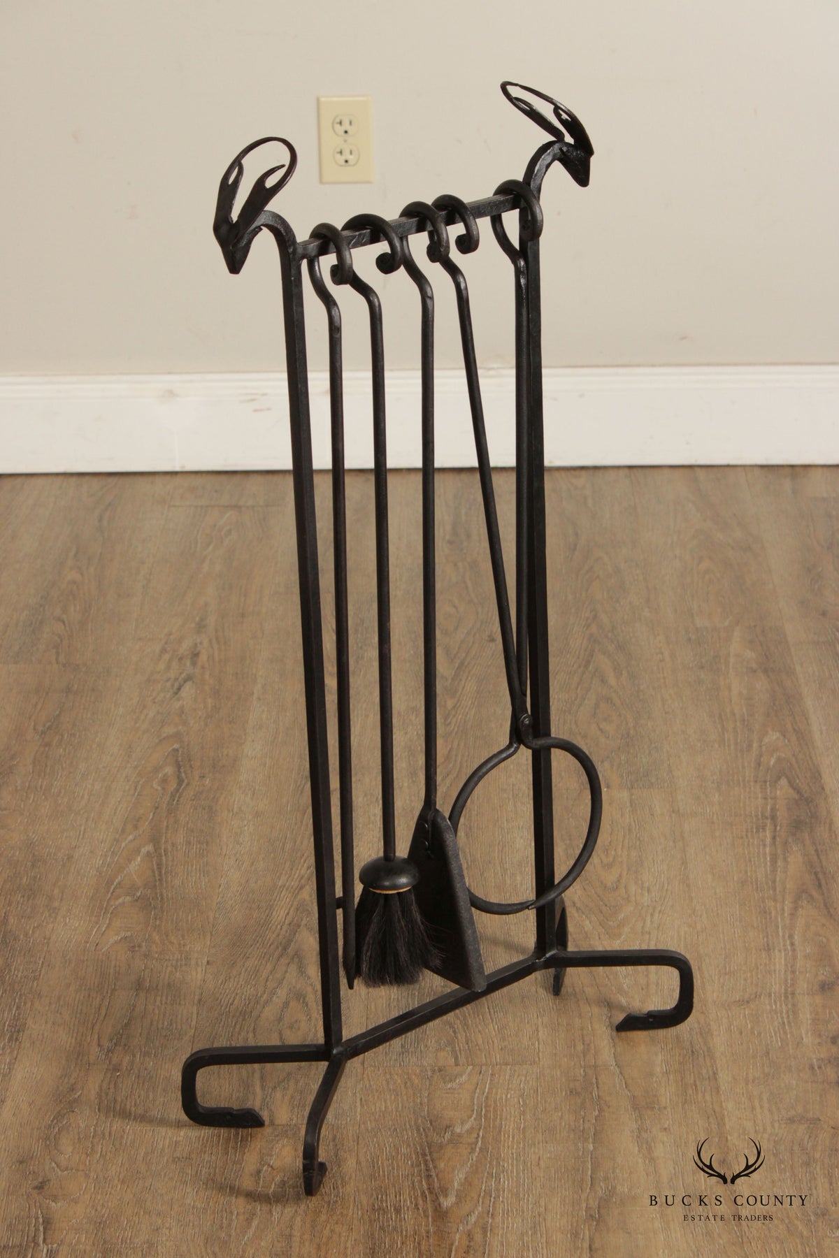 Rustic Custom Forged Iron Fireplace Set