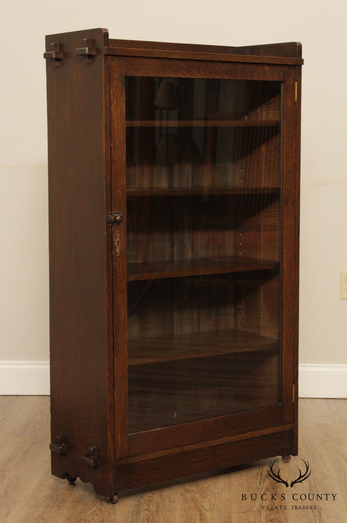 Antique Mission Oak Single Door Bookcase