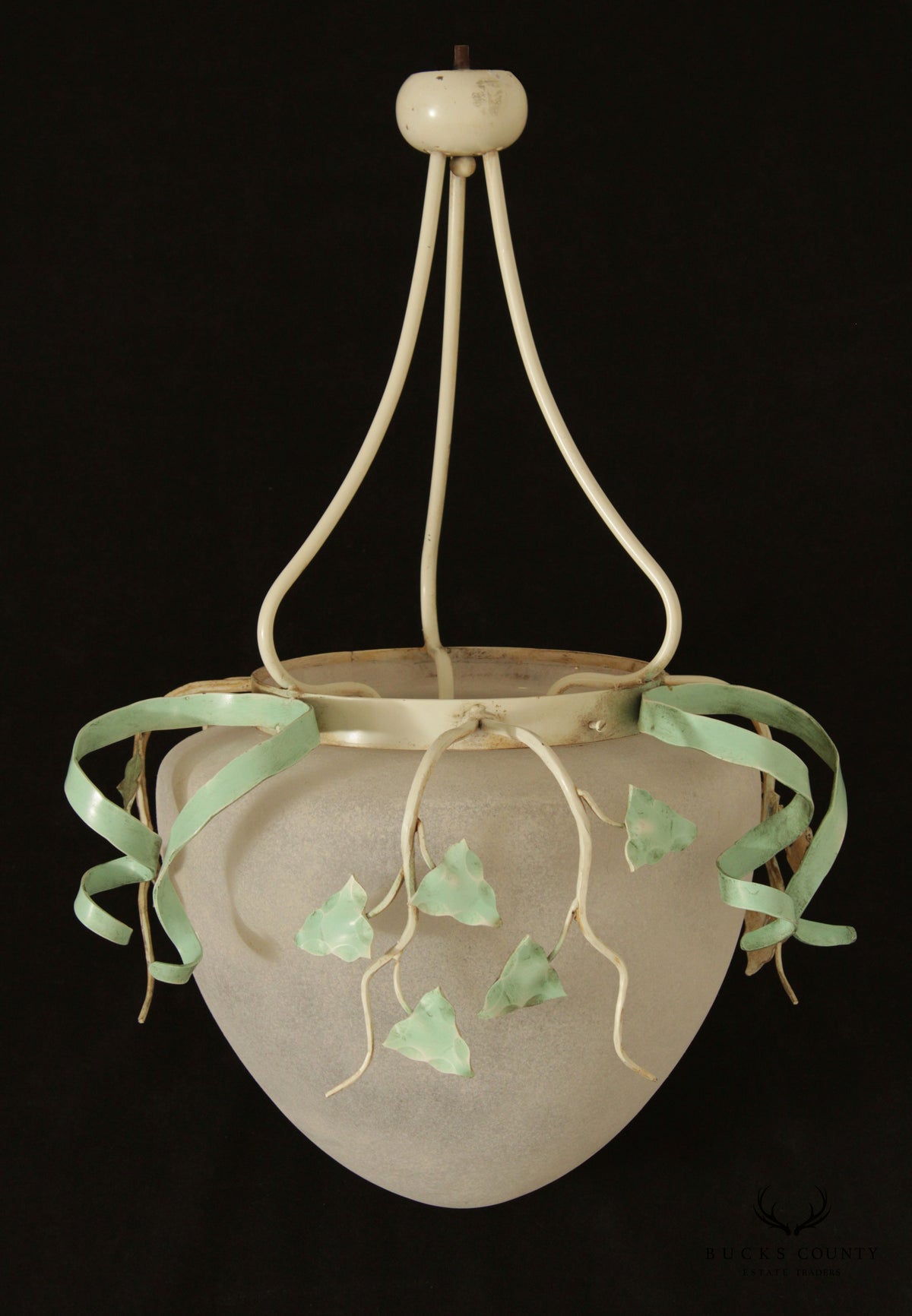 Tuscan Style Frosted Glass Tole Ware Chandelier