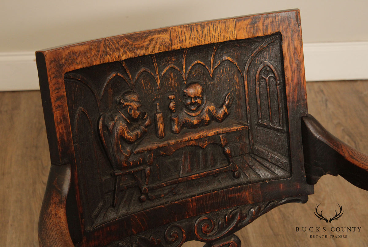Antique George Arndt Oak Carved Rocker