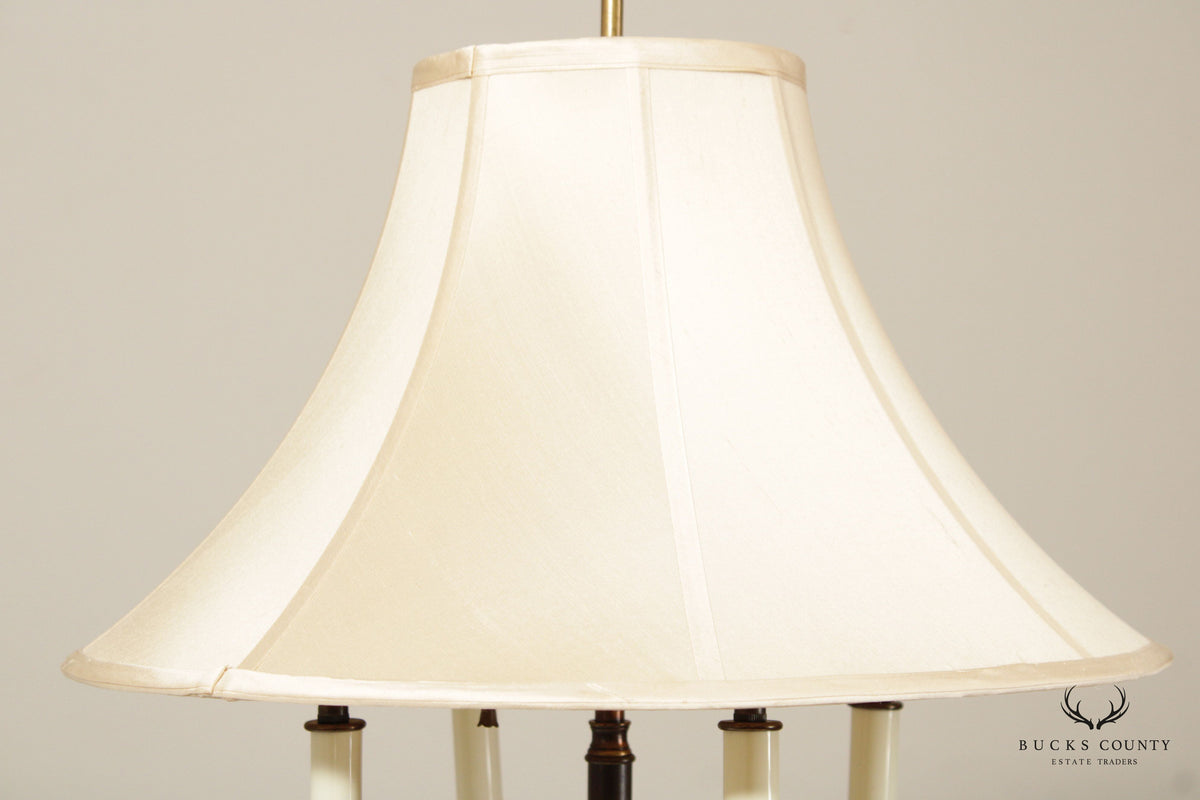 KNOB CREEK PAIR OF BRASS AND TURNED WOOD VINTAGE TABLE LAMPS
