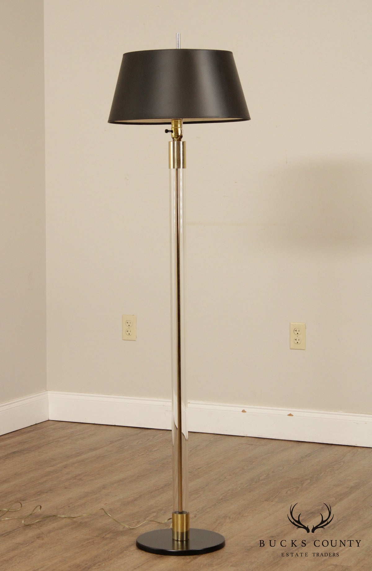 Industrial Style Glass & Brass Floor Lamp