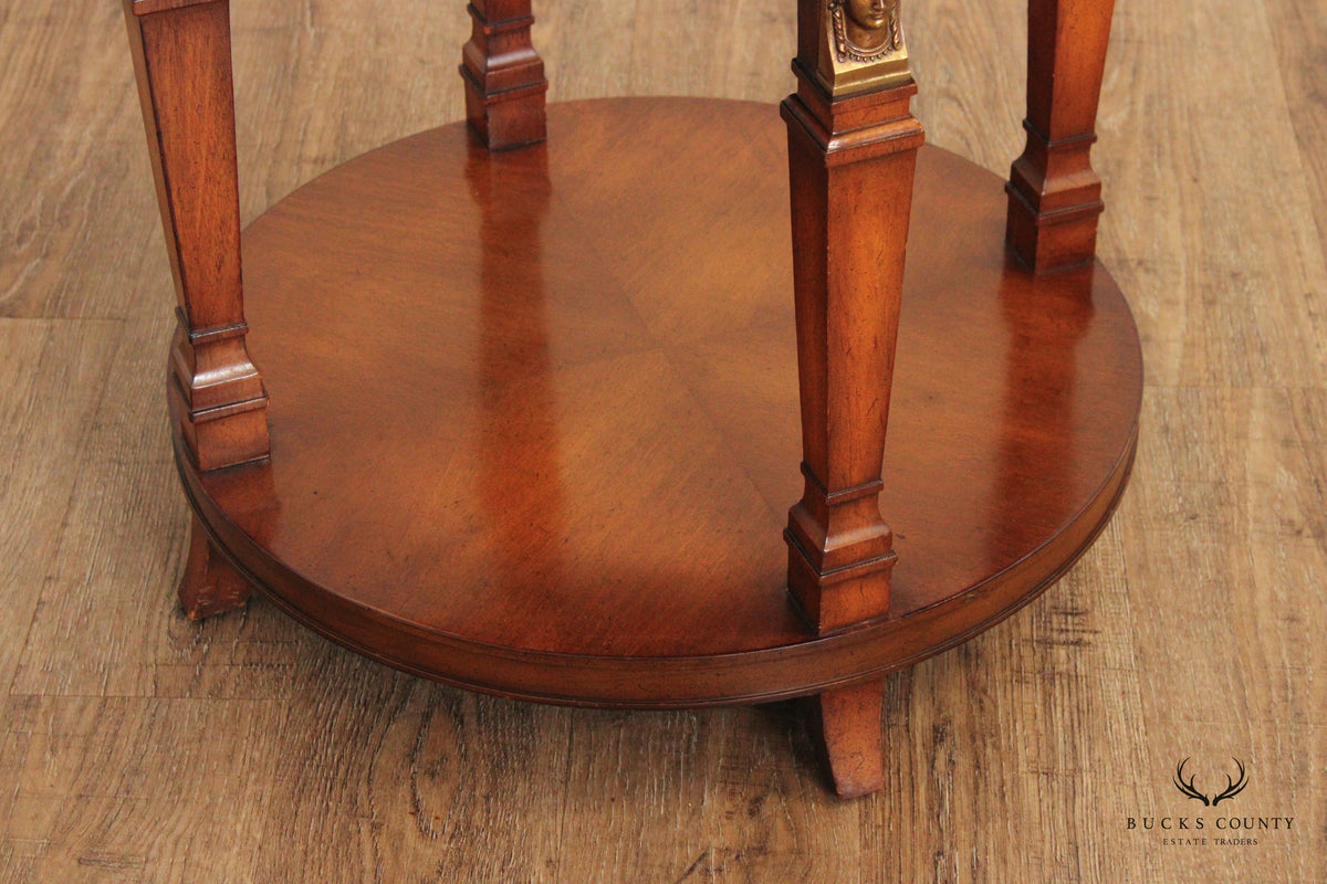 Egyptian Revival Style Round Marble Top Accent Table