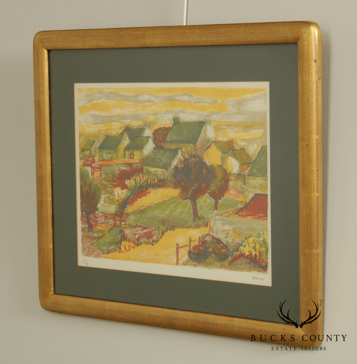 Eliane Thiollier French Country Village Framed Lithograph