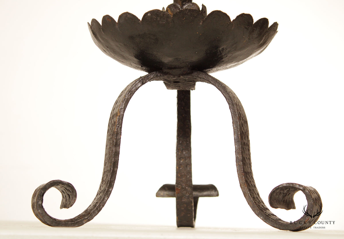 Quality Hand Forged Vintage Wrought Iron Candle Stand