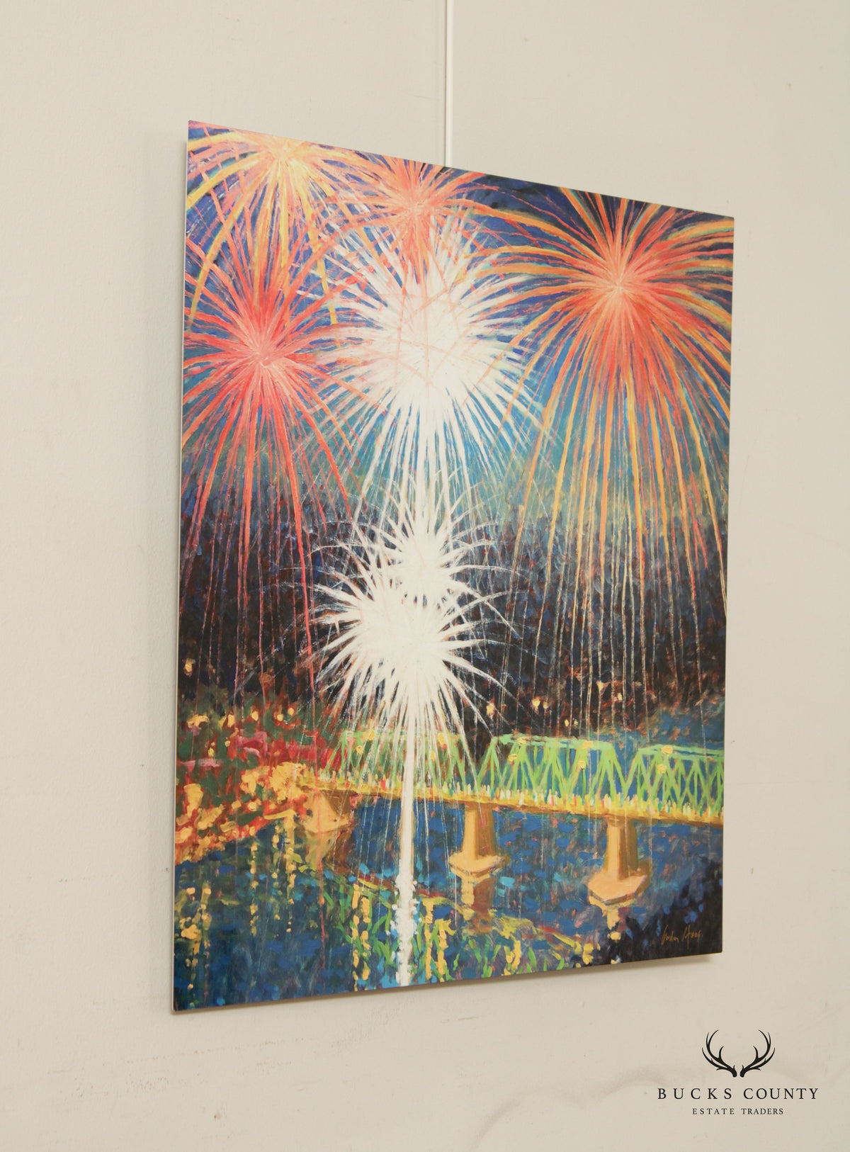 Gordon Hass 'Friday Night Fireworks' Original Oil Painting