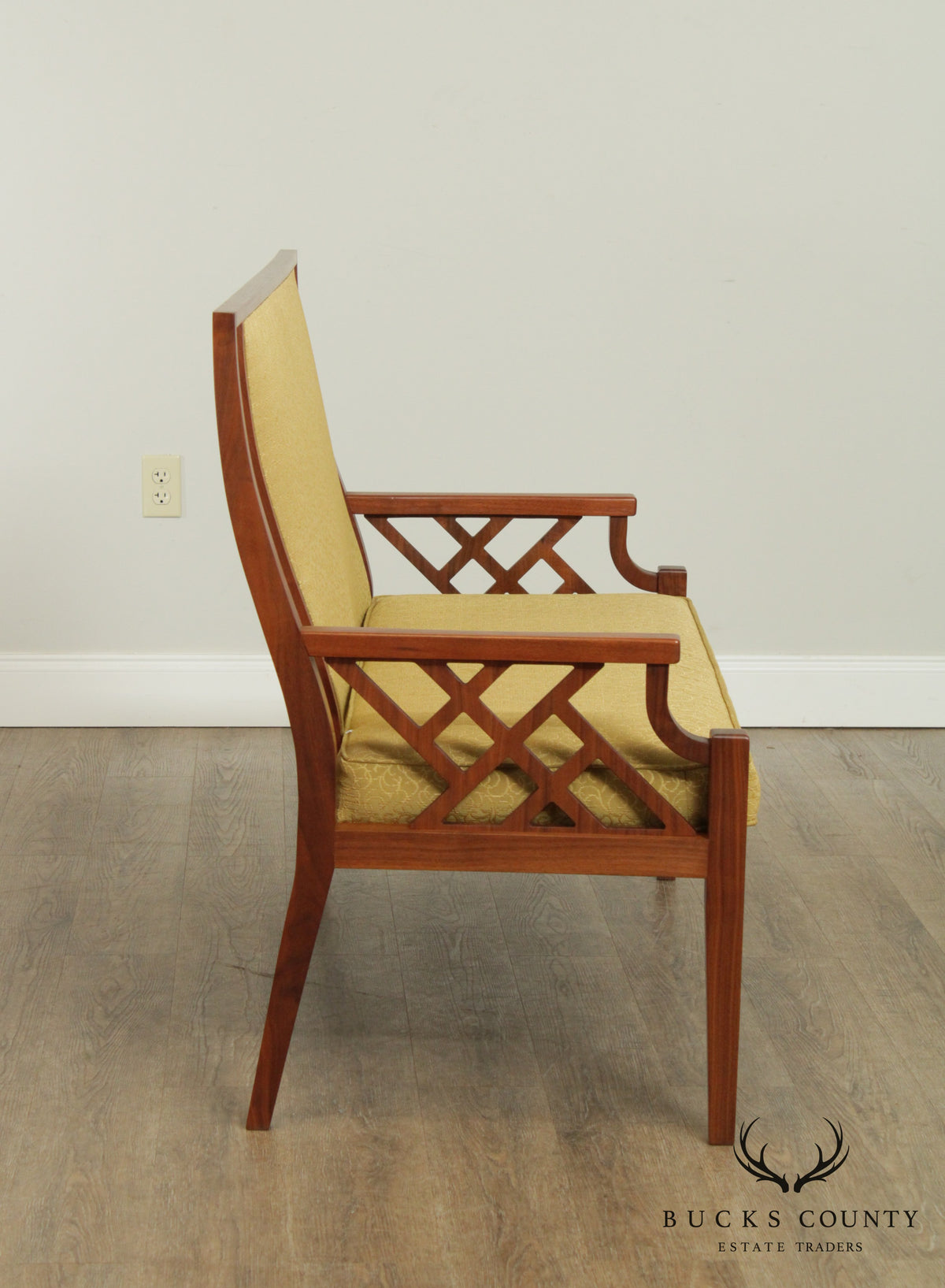 Mid Century Modern Custom Quality Pair Walnut Settees