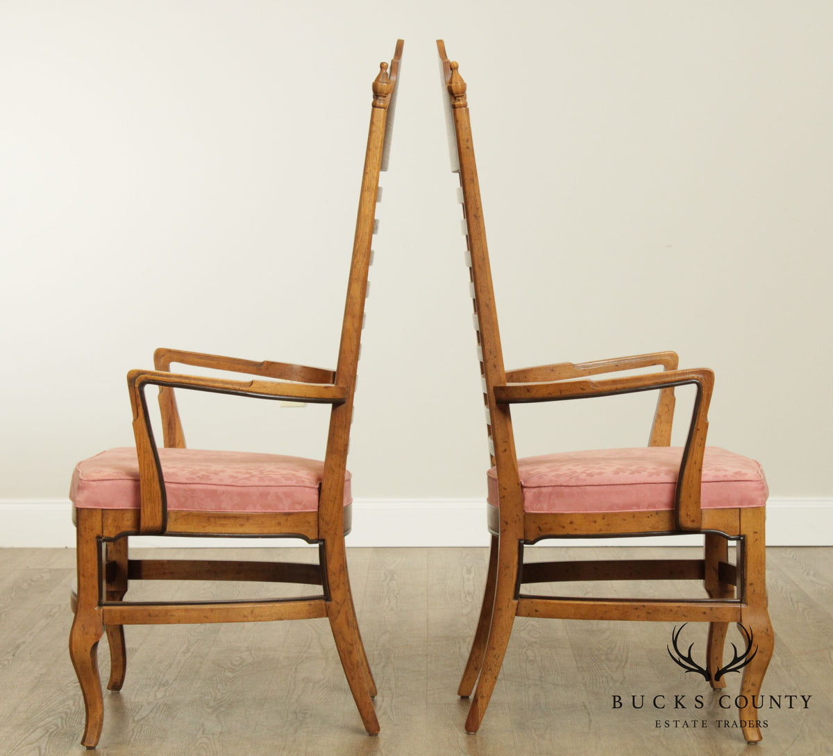 Drexel "Esperanto" Collection Vintage Pair Ladder Back Armchairs