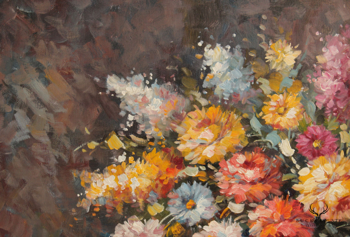 Impressionist Painted Floral Still Life, Signed 'T. Denver'