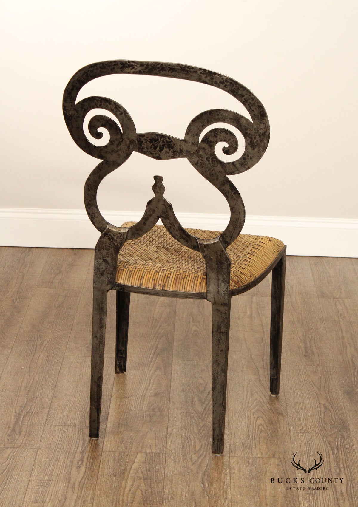 Biedermeir Style Pair Of Forged Iron Frame dining Chairs (originally set of 4)